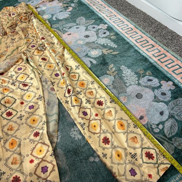 Anthropologie Gold and Green Jumpsuit Luxurious Wide-Leg Design - Picture 16 of 16